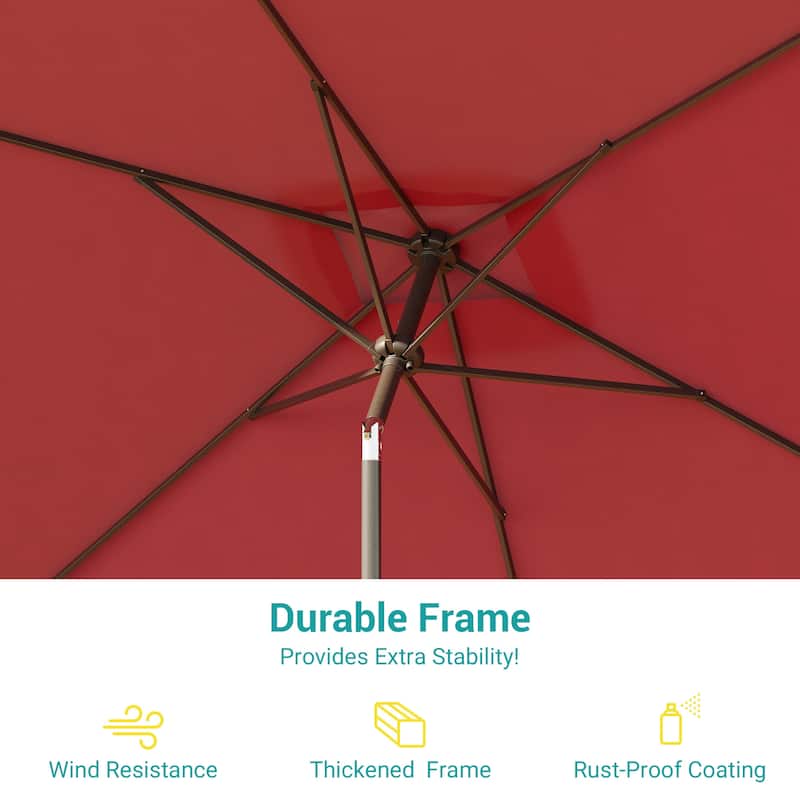 Bonosuki 10 x 6.5ft LED Patio Rectangular Umbrella Outdoor Market Umbrella Aluminium/Steel with Tilt and Crank