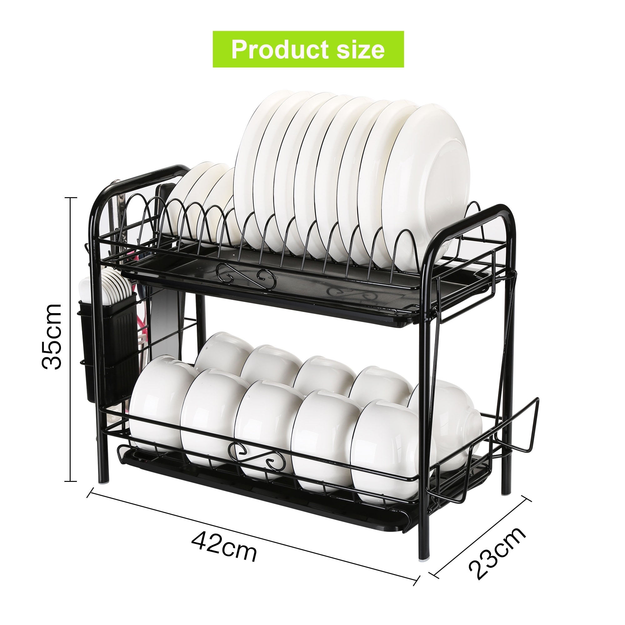 Large Capacity Dish Drying Rack Over The Sink Roll Up 2 Tier