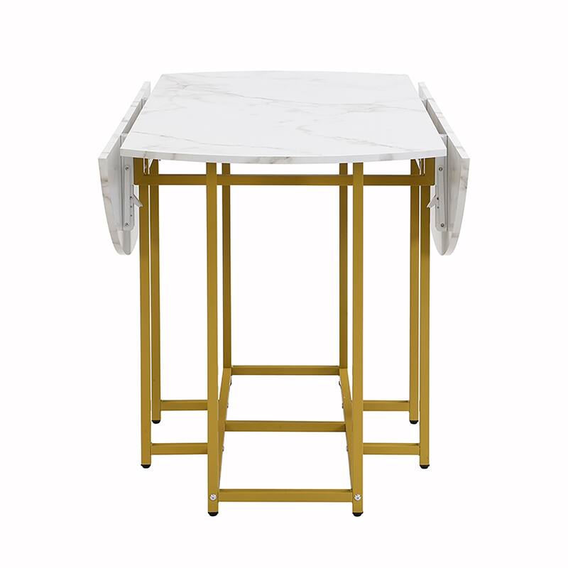 5PCS Extendable Dining Table Set With Faux Marble Top