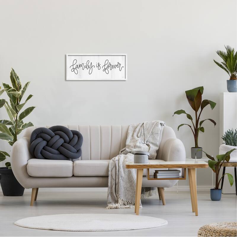 Stupell Family Is Forever Phrase Rustic Pattern Sign Framed Wall Art - White