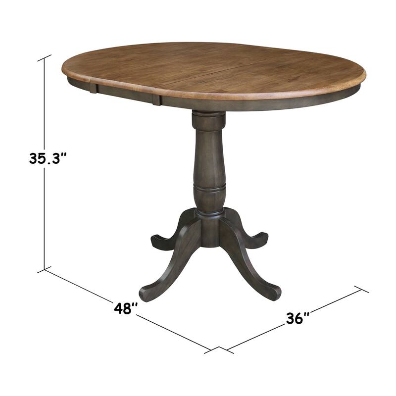 36" Round Wood Counter Height Extension Dining Table with 2 Stools