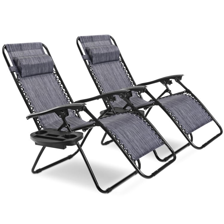 2 Pieces Folding Lounge Chair with Zero Gravity - 40"-57" x 25" x 34"-42.5"(L x W x H)