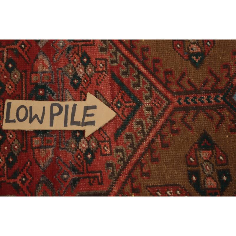 Hand Knotted Oriental 100% Wool Carpet Traditional Tribal Brown Ardebil Runner Rug - 10' 7'' X 2' 10''
