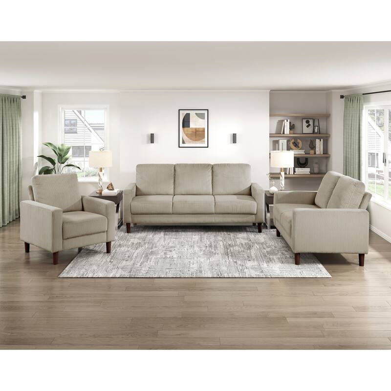 Modern Contemporary Taupe Corduroy Upholstered Sofa Comfortable Cushion Solid Wood Living Room Furniture 1pc