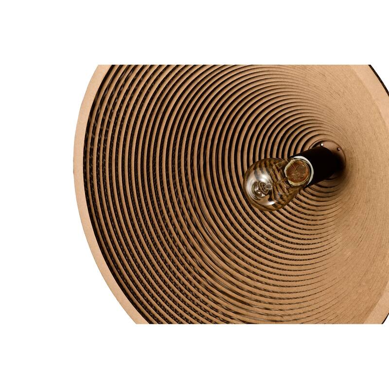 1-light Brown Natural Pendant Light With Nordic Style Cone Cardboard Shade For Dining Table