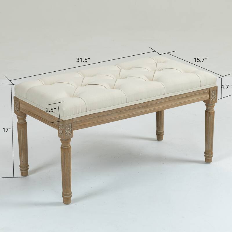 Traditional Rectangle Tufted Ottoman Bench