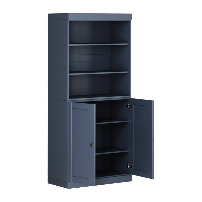 Palace Imports 100% Solid Wood 6-Shelf Bookcase with Shaker Doors and Adjustable Shelves