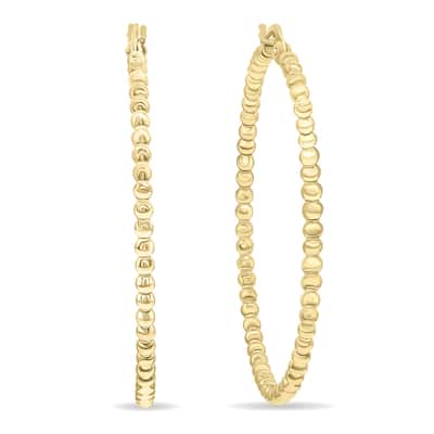 Marquee Jewels 38mm 14K Gold Filled Beaded Hoops Earrings (1 1/2 Inch Diameter)