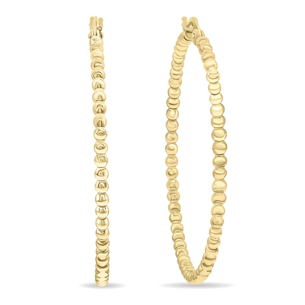 Marquee Jewels 38mm 14K Gold Filled Beaded Hoops Earrings (1 1/2 Inch Diameter)