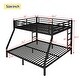 preview thumbnail 3 of 7, Metal Queen over King Bunk Bed (Black): Space-Saving, Noise-Reduced for Teens & Adults, No Box Spring Needed