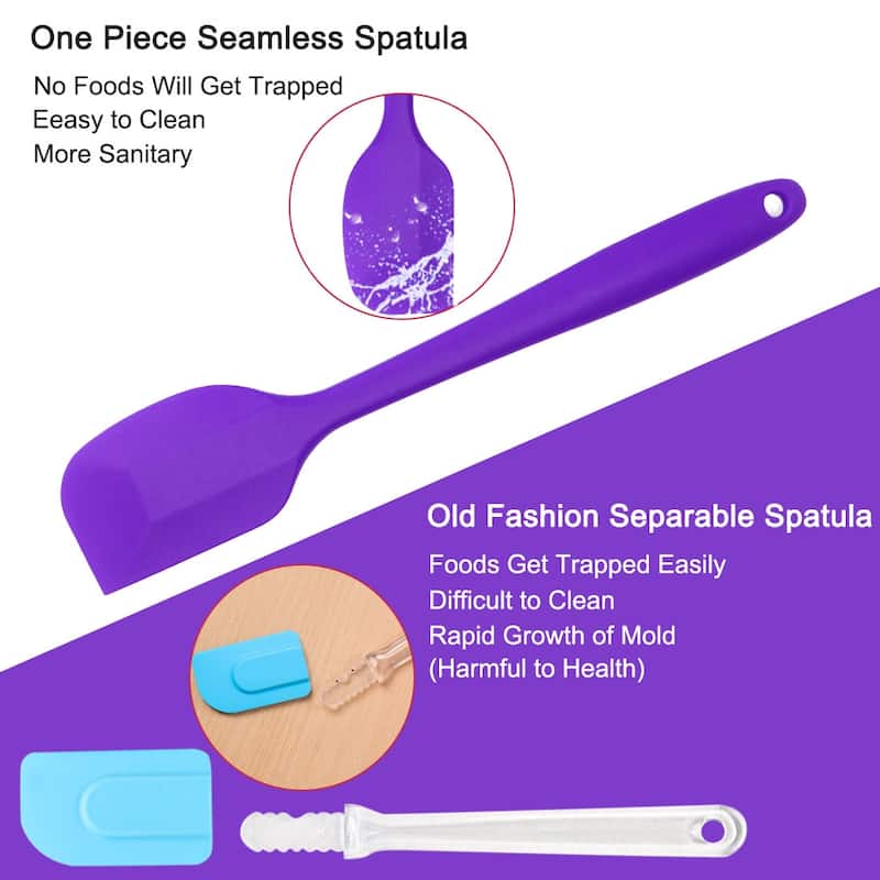 Silicone Heat Resistant Turner Jar Scraper Non Stick Spatula - 27.5 x 5.1cm/10.8" x 2"(L*W)