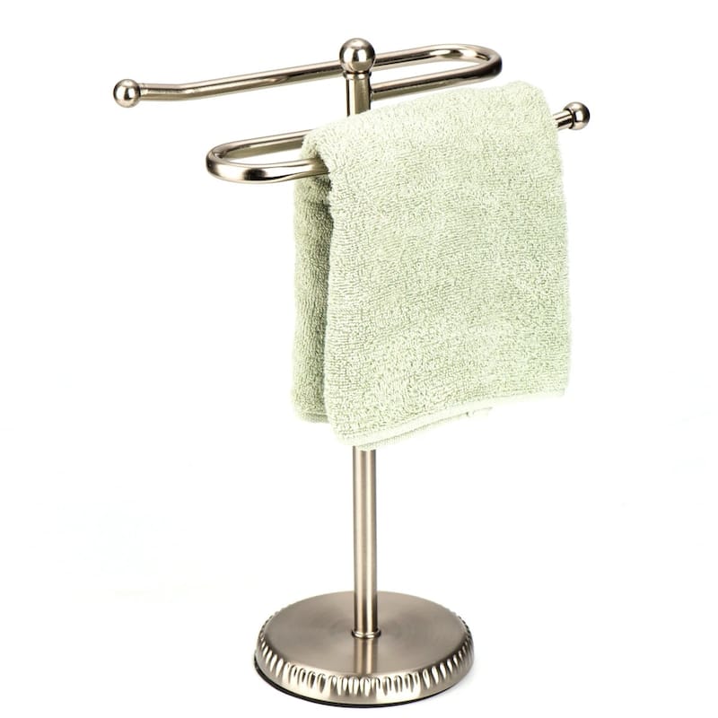 Brushed Satin Nickle Stainless Steel S-Design Fingertip Towel Holder With Heavy Base