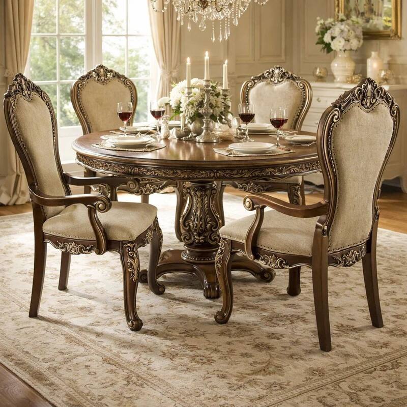 24 Inch Classic Upholstered Armchair, Scrolled Details, Nailhead, Brown