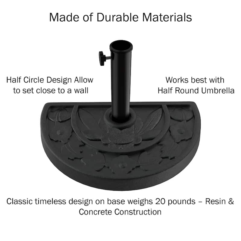 Pure Garden 9ft Half Umbrella with Base