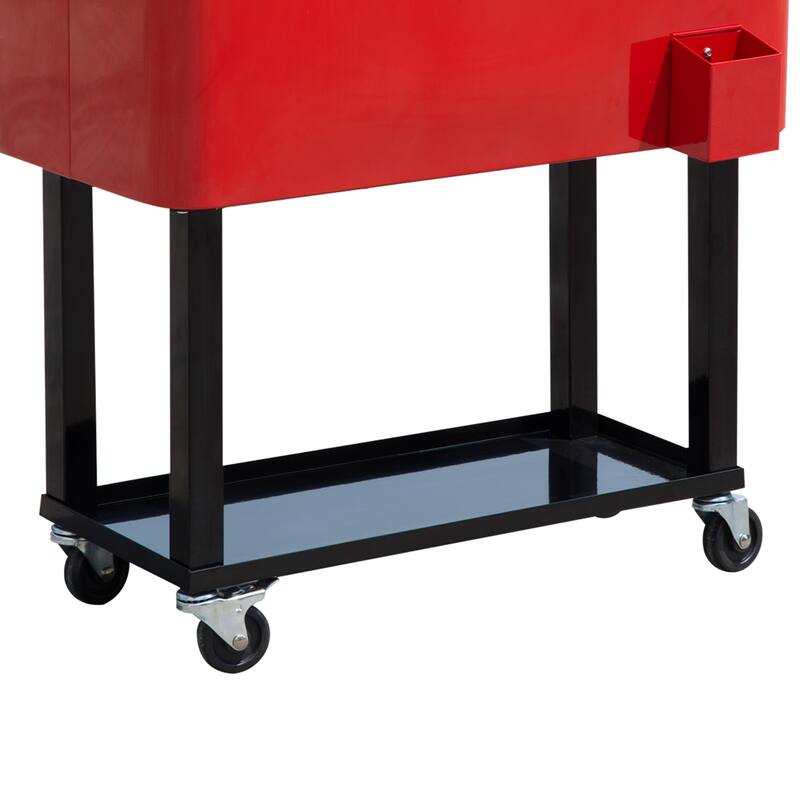 Outsunny 80 QT Rolling Cooler Cart with Wheels for Party