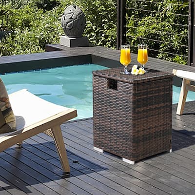 Patio Wicker Propane Gas Tank Box Tank Cover Side Table
