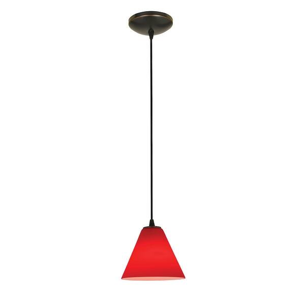 slide 2 of 2, Access Lighting Martini Bronze Integrated LED Cord Pendant, Red Shade