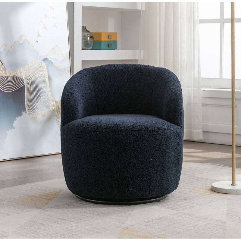 Swivel Barrel Chair,Teddy Fabric Upholstered Modern Round Accent Arm Chairs