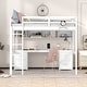 preview thumbnail 3 of 14, Full Size White Loft Bed with Desk, Storage, and Charging Station