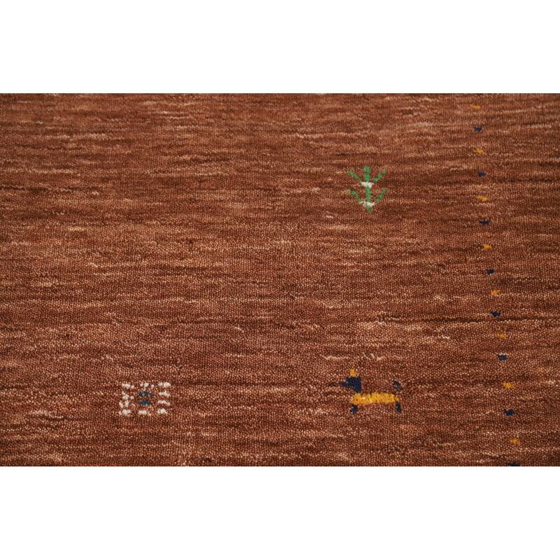 Hand Knotted Oriental 100% Wool Carpet Tribal Animal Pictorial Brown Gabbeh Area Rug - 5' 10'' X 4' 0''
