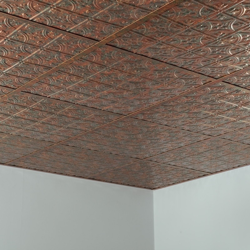 Fasade Traditional Style Pattern 1 Decorative Vinyl 2ft X 2ft Lay In Ceiling Tile In Copper Fantasy 5 Pack Overstock 32192348