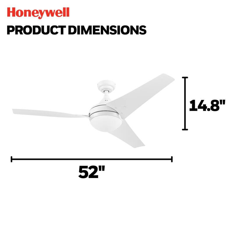 52" Honeywell Neyo Contemporary Indoor LED Ceiling Fan with Light, Remote Control