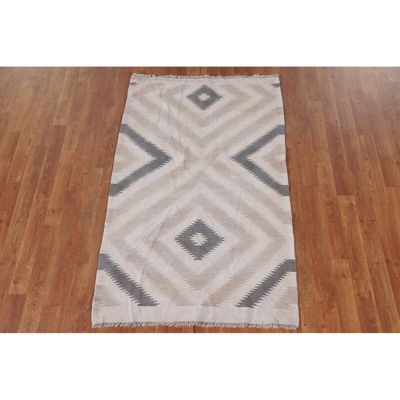 Reversible Kilim Accent Rug Flatweave Oriental Wool Carpet - 3'0"x 4'10"