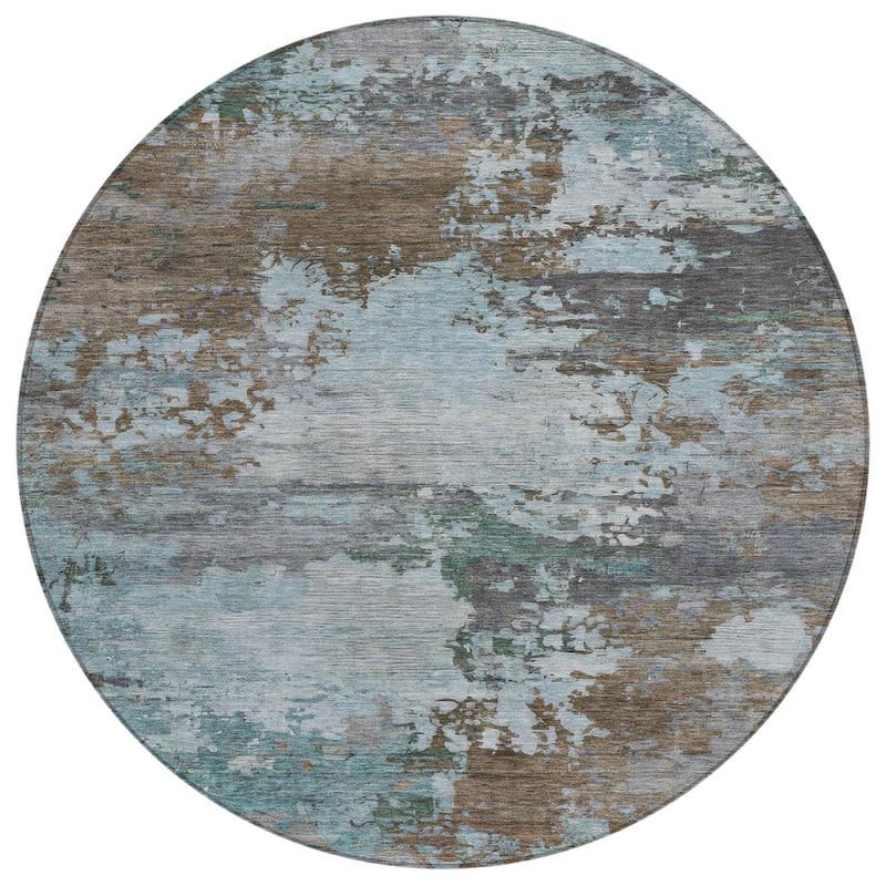HomeRoots Abstract Transitional Rectangle Outdoor Rug - 8' Round