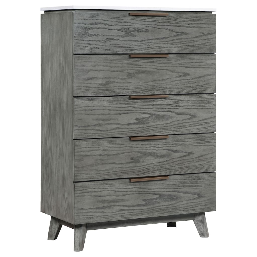 Nathan Mid-Century Modern Wood 5-drawer Bedroom Chest Grey