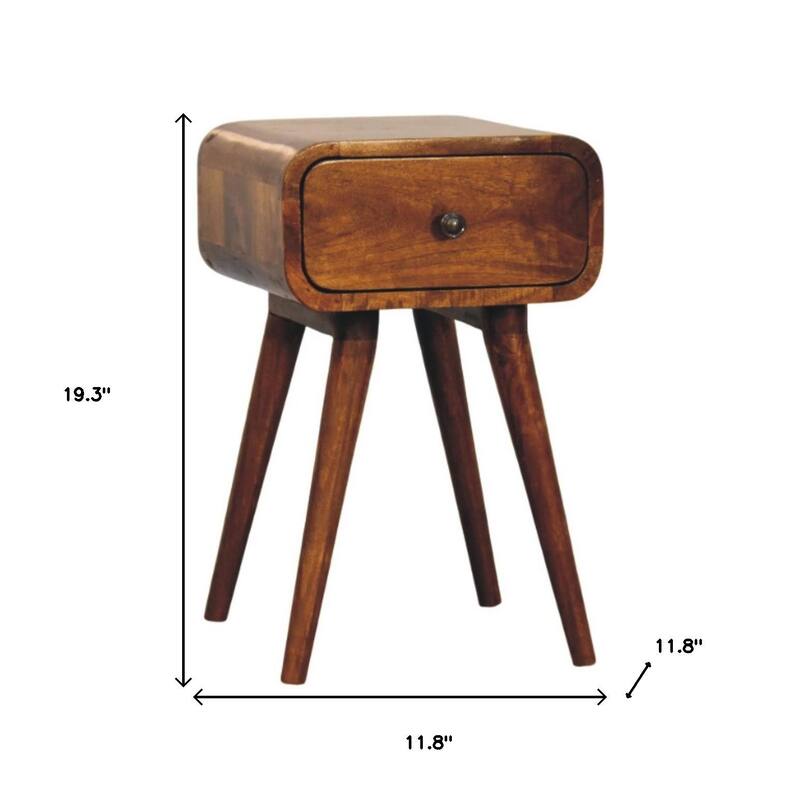 HomeRoots 19" Chestnut Solid Wood Square One Drawer Nightstand