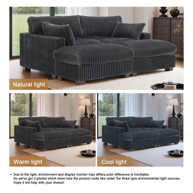 Plush Cloud Couch Modular Sectional Sofa with Ottoman
