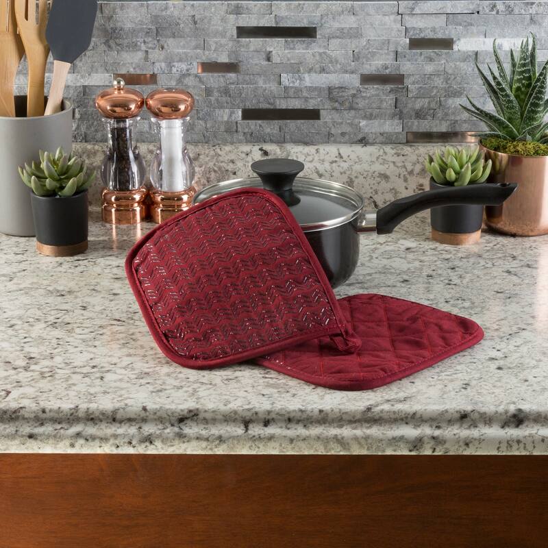 Pot Holder Set With Silicone Grip, Quilted And Heat Resistant (Set of 2) By Windsor Home