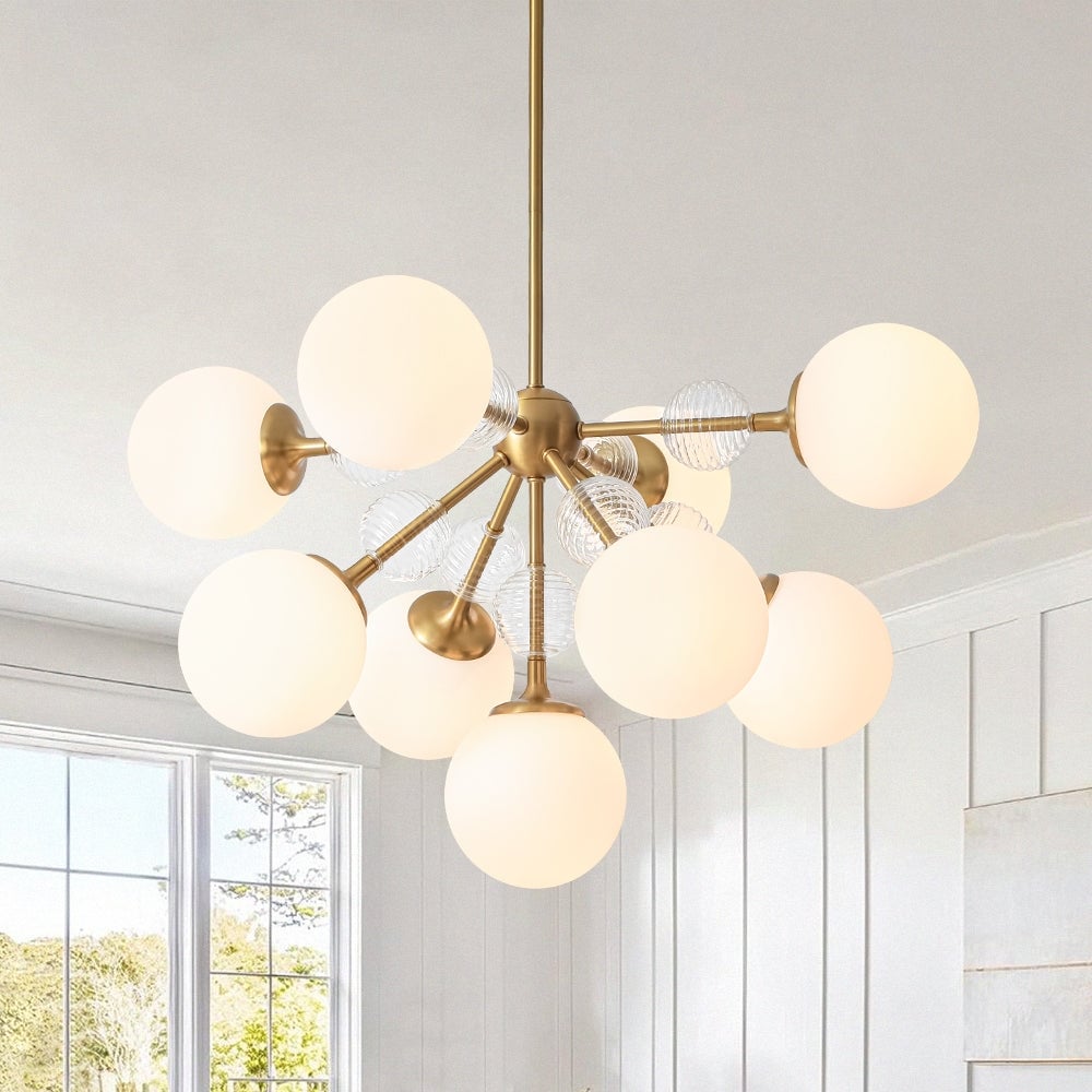 Modern Glam 9-Light Frosted Glass Sputnik Chandelier - 30.3in