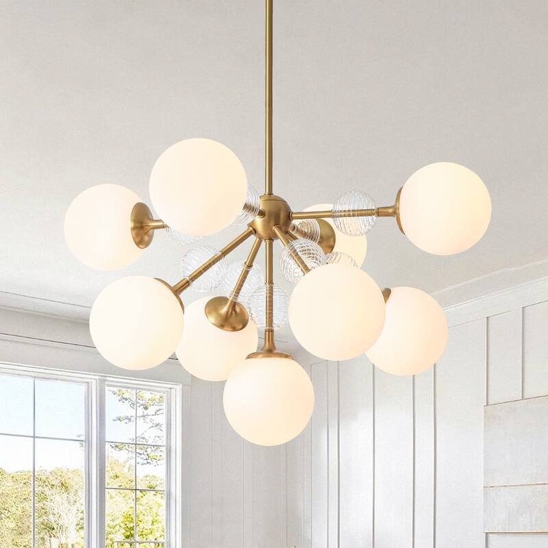 Modern Glam 9-Light Frosted Glass Sputnik Chandelier - 30.3in