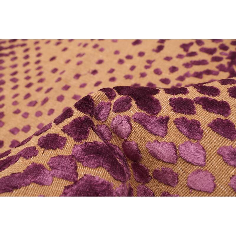 ECARPETGALLERY Hand Loomed Elysian Purple Viscose, Wool Rug - 5'0 x 8'3