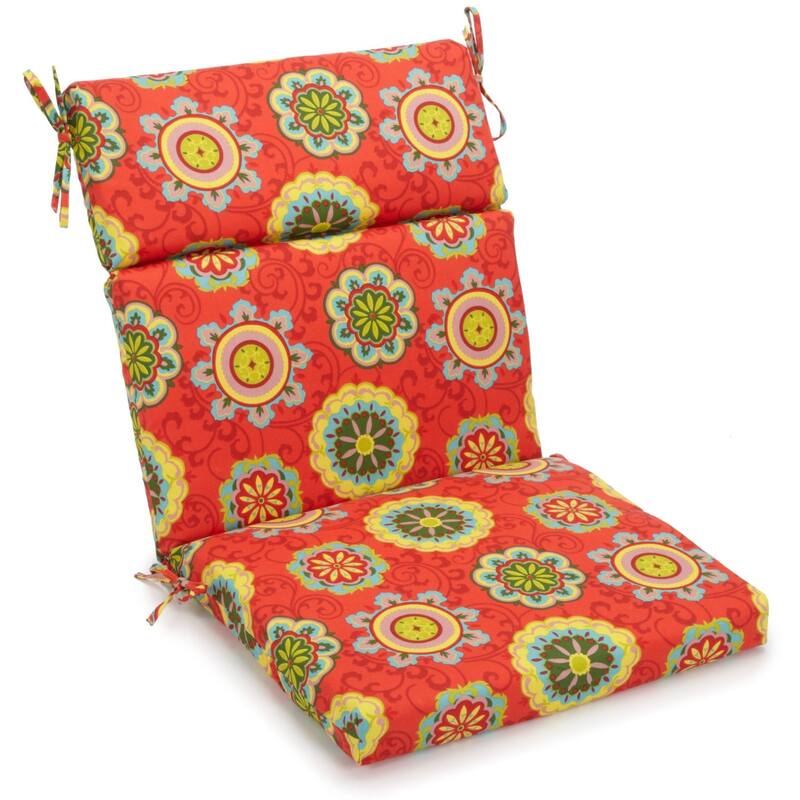 18-inch by 38-inch Three-section Outdoor Seat/Back Chair Cushion - 38" x 18" - Farrington Terrace Grenadine
