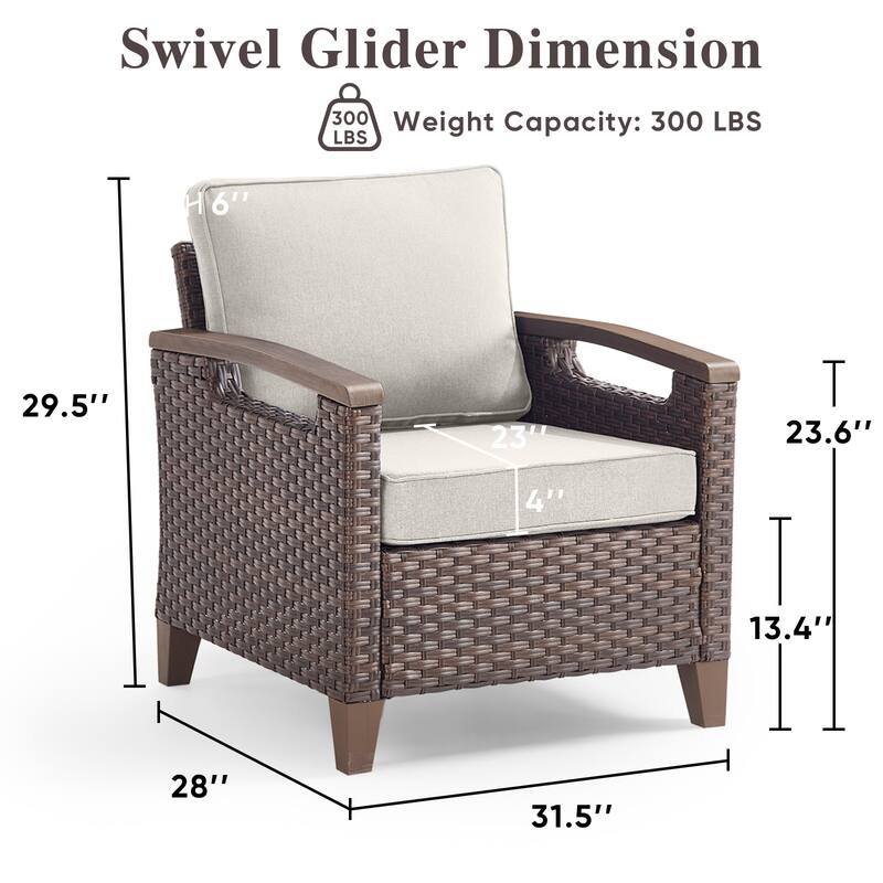 Pocassy Outdoor Club Chair with Cushion Set