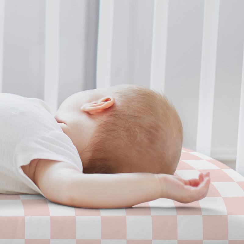 Sweet Jojo Designs Pink Gingham Checkered Plaid Girl 2 Pack Baby Bassinet Fitted Sheets - Solid Blush and Vintage, Checkerboard