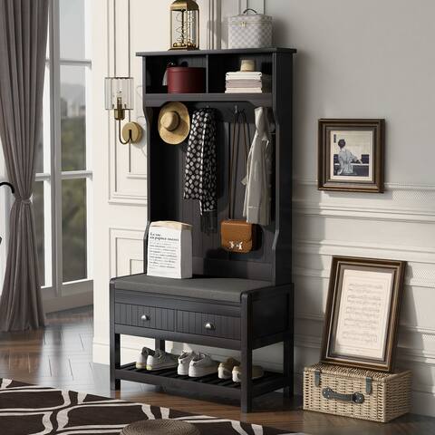 Merax 3-in-1 Design Hall Tree with 4 Hooks, 2 Drawers