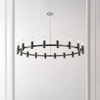 SAFAVIEH Lighting Poitier Modern Farmhouse 18-light Adjustable Wagon Wheel Chandelier (LED Bulbs Included)