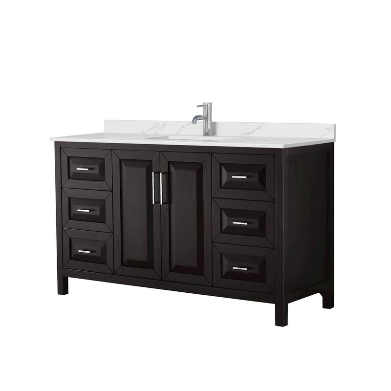 Wyndham Collection WCV252560S-QTZ-UNSMXX Daria 60" Free Standing - Dark Espresso / Giotto Quartz Top / Polished