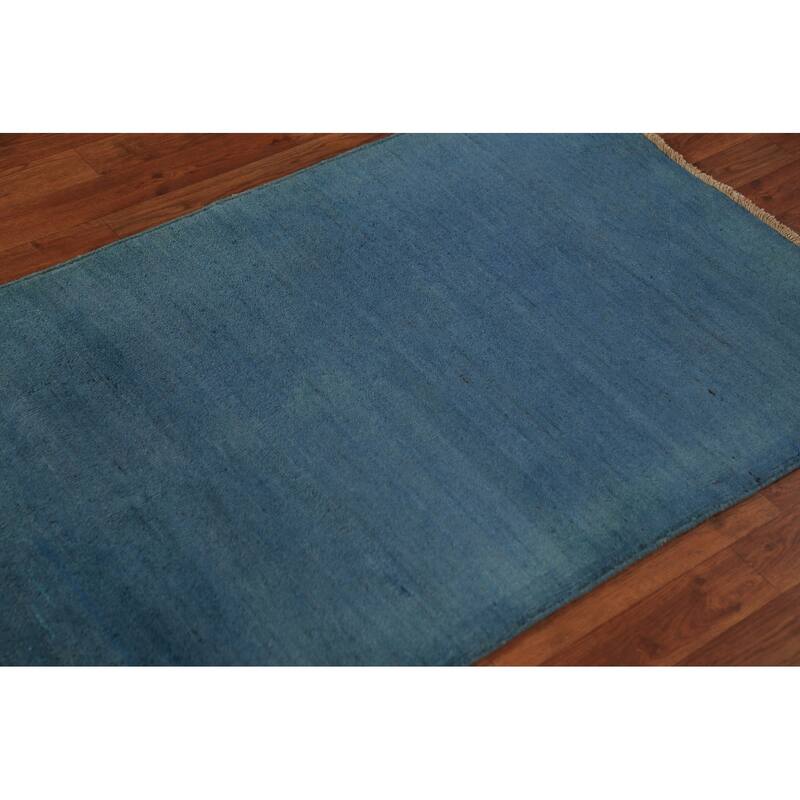 Blue Gabbeh Oriental Rug Handmade Wool Carpet - 2'10" x 4'11"