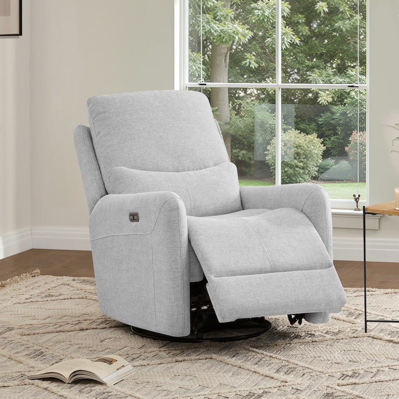30" Power Recliner 360-degree Swivel Arm Chair Faux Leather