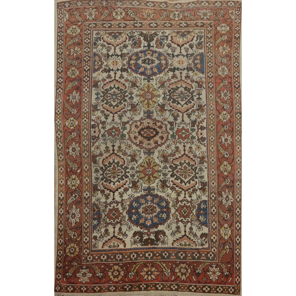 Hand Knotted Oriental 100% Wool Carpet Traditional Floral Beige & Ivories Mahal Area Rug - 12' 3'' X 8' 6''