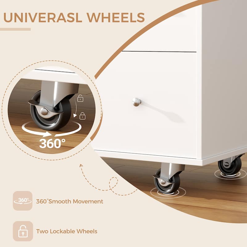 Rolling Kitchen Island with Storage Cabinet & 3 Drawers – Mobile Storage Cart with Extendable Countertop for Small Spaces