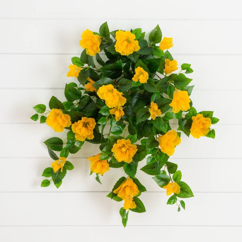 24-in UV Resistant Artificial Hibiscus Hanging Plant - Set of 2