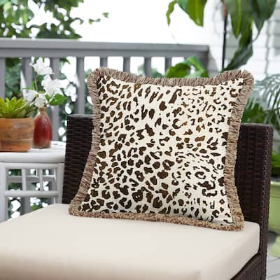 Sunbrella Instinct Espresso and Brown Fringe Indoor/ Outdoor Pillow - 18 in x 18 in