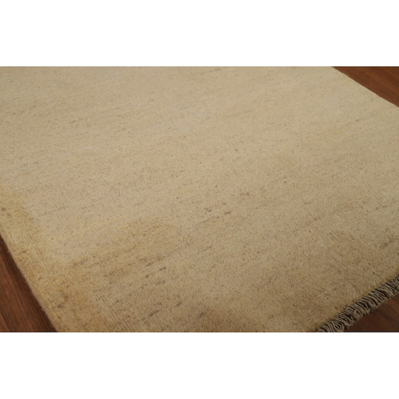 Solid Modern Gabbeh Runner Rug Hallway Handmade Wool Carpet - 2'8"x 9'7"