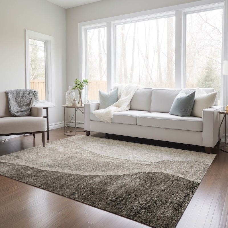 Machine Washable Indoor/ Outdoor Chantille Modern Abstract Rug