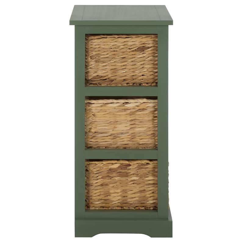 SAFAVIEH Evaline Distressed Black 3 Wicker Basket Storage Unit - 17.3" x 13.4" x 29.5" - 17"W x 13"D x 30"H